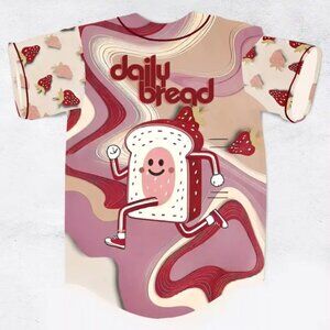 Daily Bread Strawberry Jam Trippy Baseball Jersey For EDM Festivals